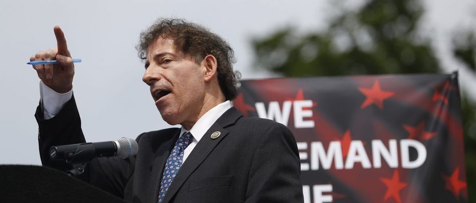 WASHINGTON, DC - JUNE 3: Rep. Jamie Raskin (D-MD) speaks to demonstrators gathered near the Washington Monument during the "March for Truth" on June 3, 2017 in Washington, D.C. Rallies and marches are taking place across the country to call for urgent investigation into possible Russian interference in the U.S. election and ties to U.S. President Donald Trump and his administration. (Photo by Aaron P. Bernstein/Getty Images)