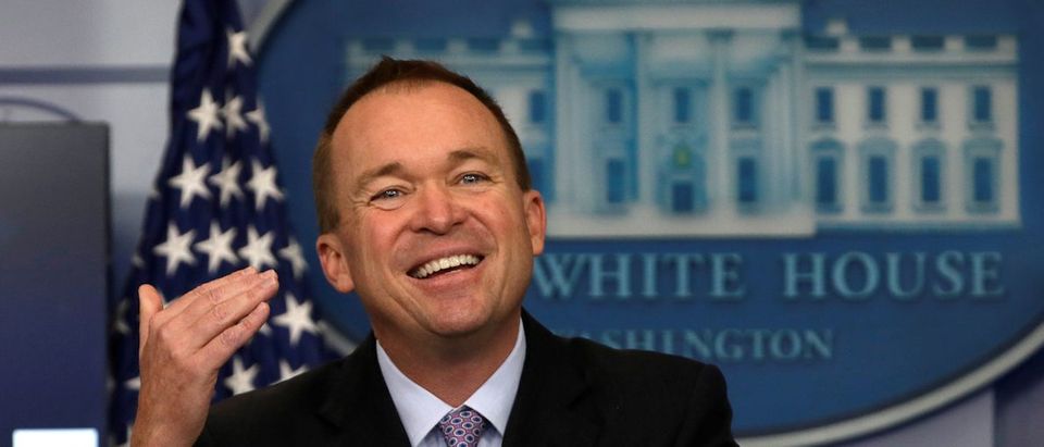 Office of Management and Budget Director Mick Mulvaney holds a briefing on President Trump's FY2018 proposed budget in the press briefing room at the White House in Washington, U.S., May 23, 2017. REUTERS/Jim Bourg