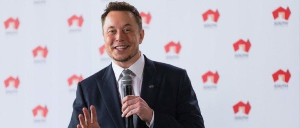 Tesla Chief Executive Officer Musk speaks during an official ceremony in Adelaide to announce that Tesla will install the world's largest grid-scale battery in the South Australian state