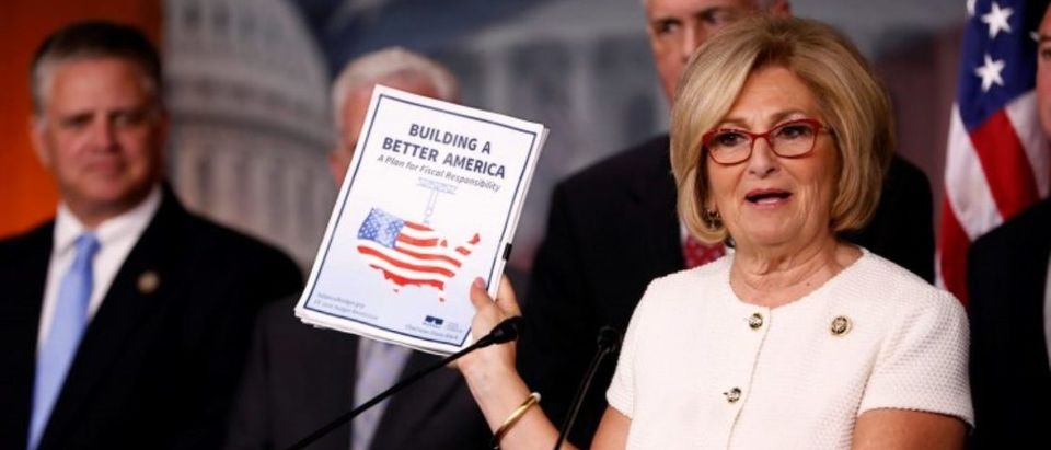 Rep. Diane Black (R-TN) announces the 2018 budget blueprint during a press conference on Capitol Hill in Washington