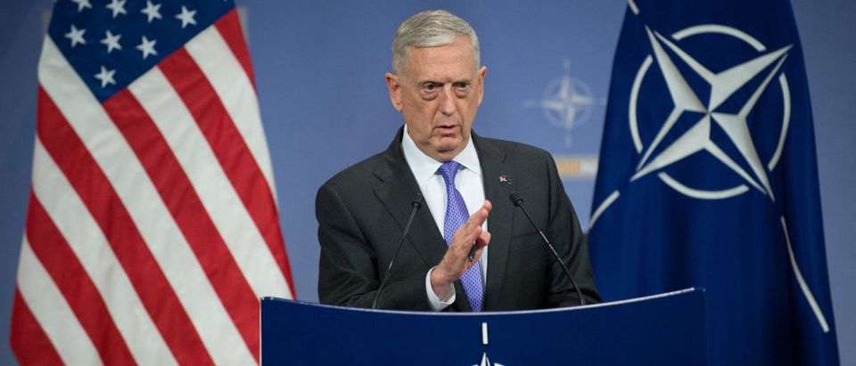 Secretary of Defense Jim Mattis briefs the press at the NATO Headquarters in Brussels, Belgium, June 29, 2017. (DOD photo by U.S. Air Force Staff Sgt. Jette Carr)