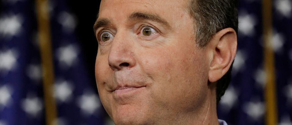 House Intelligence Committee ranking Democrat Adam Schiff (D-CA) reacts to Committee Chairman Devin Nunes statements about surveillance of U.S. President Trump and his staff as well as his visit to the White House, during a news conference at the U.S. Capitol in Washington, U.S., March 22, 2017. REUTERS/Jim Bourg