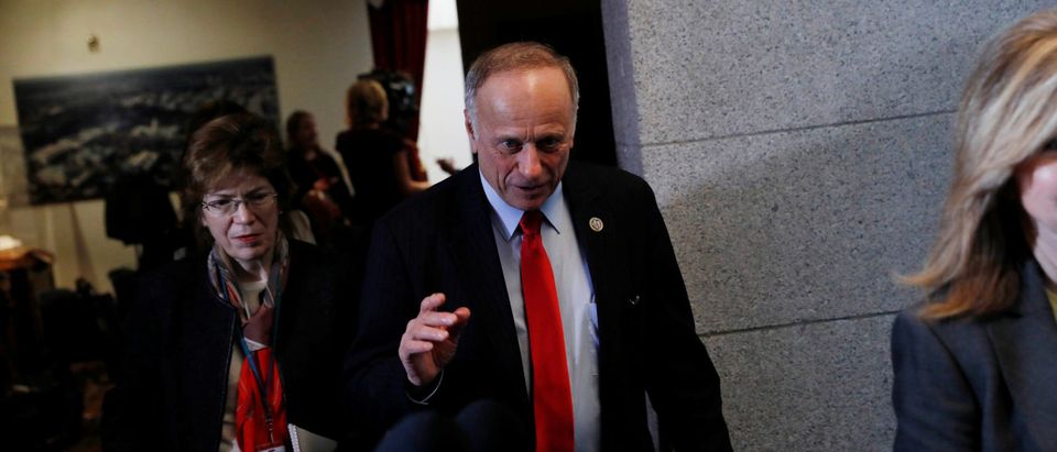(Photo Credit: REUTERS/Aaron P. Bernstein) Rep. Steve King (R-IA) arrives for a meeting about the American Health Care Act on Capitol Hill in Washington