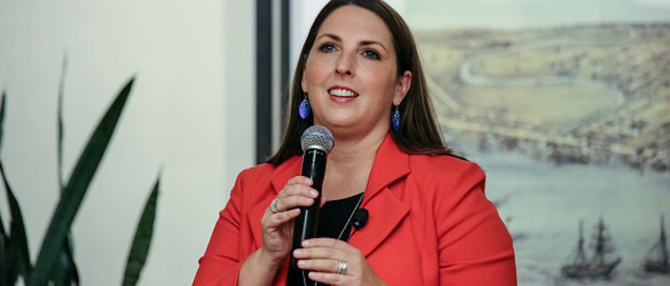 Ronna Romney McDaniel, then chairwoman of the Michigan Republican Party, leads a panel of Republican women to discuss the topic "All Issues are Women's Issues," at the Sheraton hotel on Sept. 19, 2016 in Novi, Mich. (Kimberly P. Mitchell/Detroit Free Press/TNS via Getty Images)
