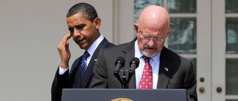 President Barack Obama nominated retired Air Force General James Clapper (R) as his Director of National Intelligence at the White House, June 5, 2010. REUTERS/Jonathan Ernst