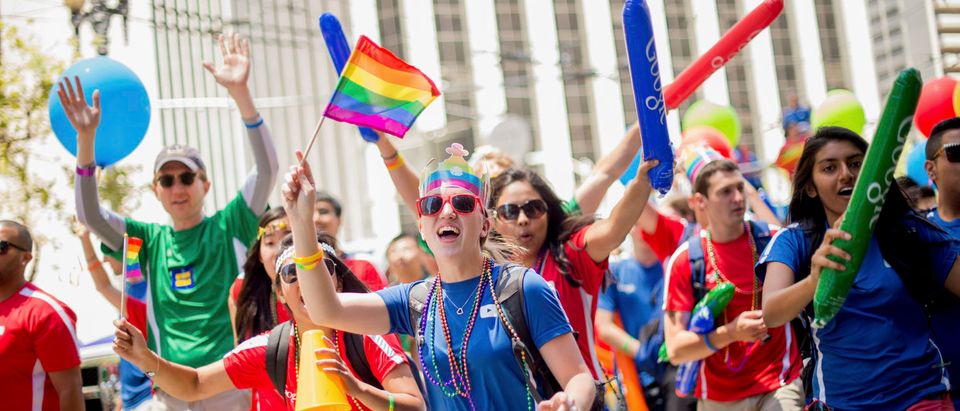 Google and YouTube employees march in the San Francisco Gay Pride Festival in California