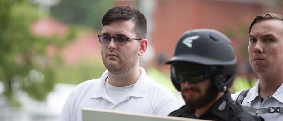 James Alex Fields Jr. is seen participating in Unite The RIght rally before his arrest in Charlottesville