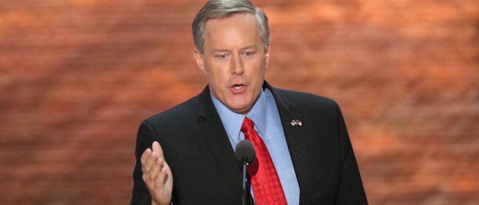 TAMPA, FL - AUGUST 28: North Carolina 11th District GOP Congressional nominee Mark Meadows speaks during the Republican National Convention at the Tampa Bay Times Forum on August 28, 2012 in Tampa, Florida. Today is the first full session of the RNC after the start was delayed due to Tropical Storm Isaac. (Photo by Mark Wilson/Getty Images)