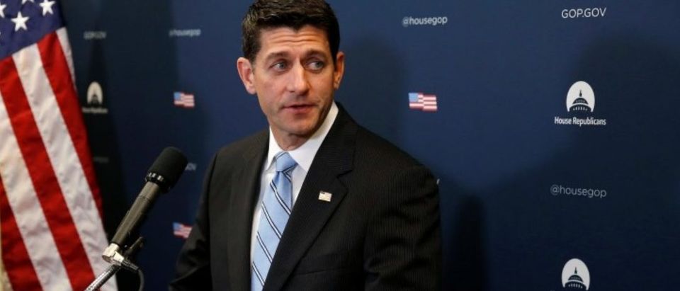 Speaker of the House Paul Ryan (R-WI) speaks during a press briefing on Capitol Hill in Washington