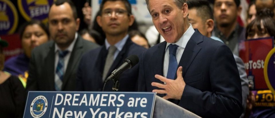 New York Attorney General Eric T. Schneiderman announces the filing of a multistate lawsuit to protect Deferred Action for Childhood Arrivals (DACA) recipients at a news conference at John Jay College in New York City, U.S., September 6, 2017. REUTERS/Joe Penney | NY AG Called Ex His Slave And Slapped