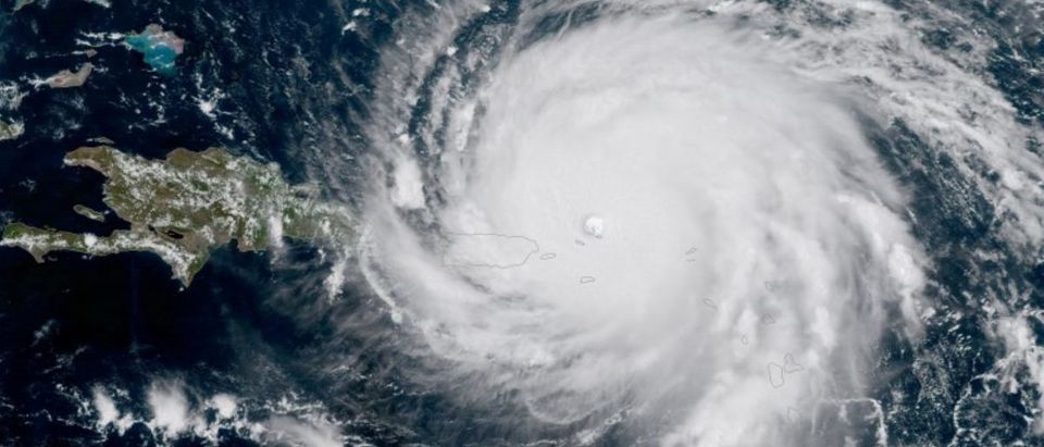 NOAA National Weather Service National Hurricane Center image of Hurricane Irma approaching Puerto Rico