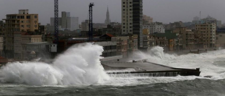 Waves crash against the seafront boulevard El Malecon as Hurricane Irma turns toward the Florida Keys on Saturday, in Havana
