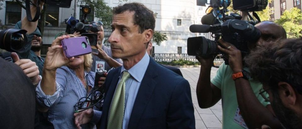 Former U.S. Congressman Anthony Weiner arrives at U.S. Federal Court for sentencing after pleading guilty to one count of sending obscene messages to a minor, in New York