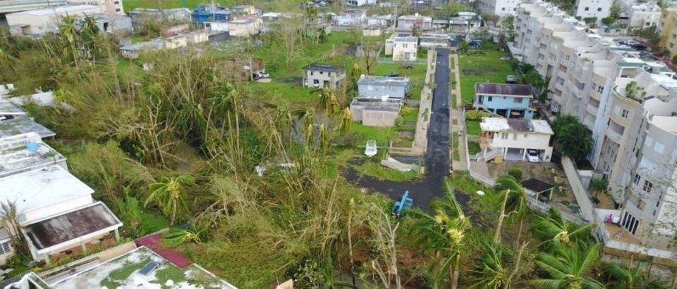 An aerial photo shows damage caused by Hurricane Maria in San Juan Puerto Rico