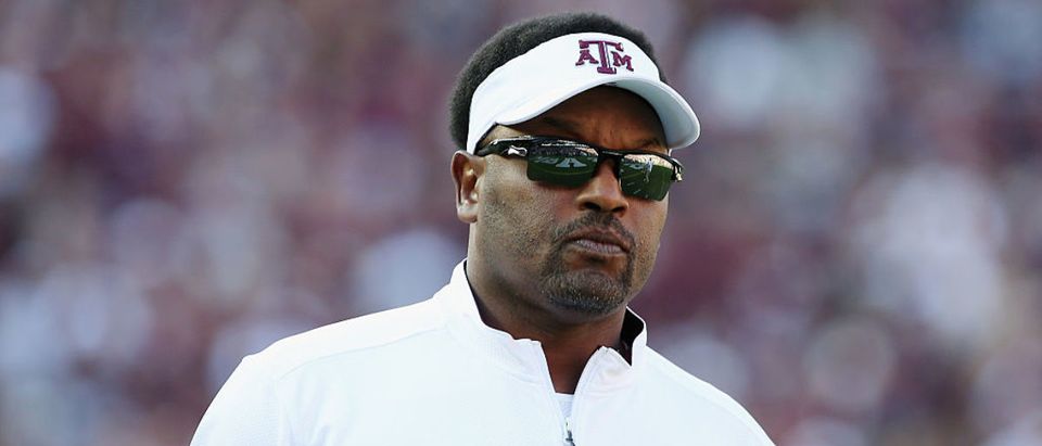 Head coach Kevin Sumlin of the Texas A&amp;M Aggies walks across the field before the start of their game against the Ball State Cardinals at Kyle Field on September 12, 2015 in College Station, Texas. (Photo by Scott Halleran/Getty Images)