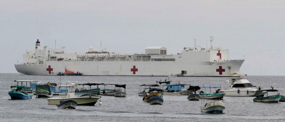 The Military Sealift Command hospital ship USNS Comfort is seen anchored at San Juan Port, some 140 km (87 miles) south of the capital Managua June 20, 2011. The ship will remain in Nicaragua for 10 days and will provide humanitarian assistance to communities near to port. REUTERS/Oswaldo Rivas