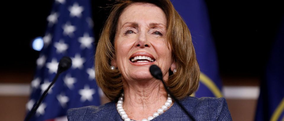 House Minority Leader Nancy Pelosi (D-CA) speaks during a press briefing on Capitol Hill in Washington