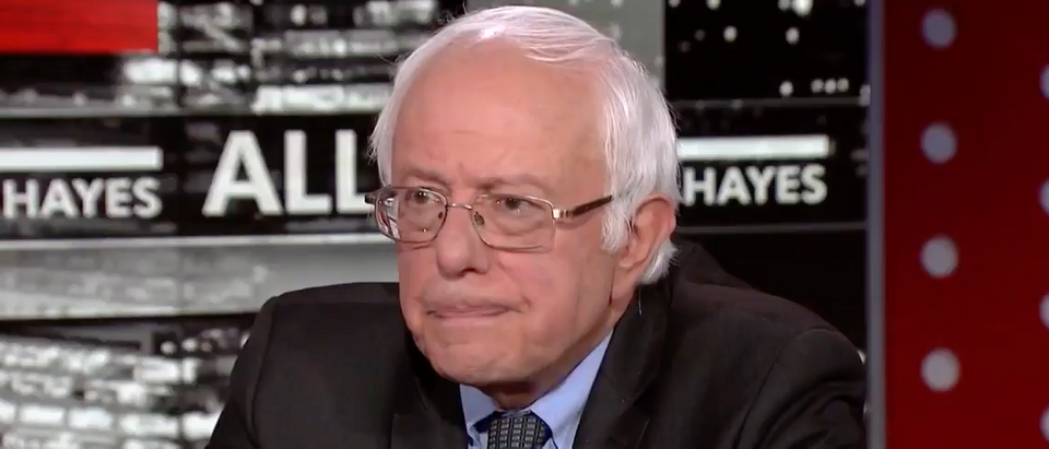 Vermont Sen. Bernie Sanders on "All in with Chris Hayes," Sept. 7, 2017. (Youtube screen grab)