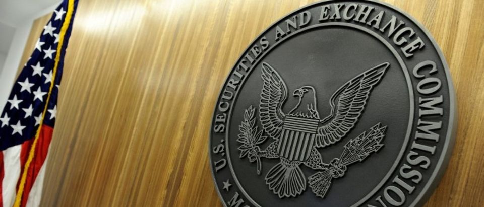 FILE PHOTO: The seal of the U.S. Securities and Exchange Commission on the wall at SEC headquarters in Washington
