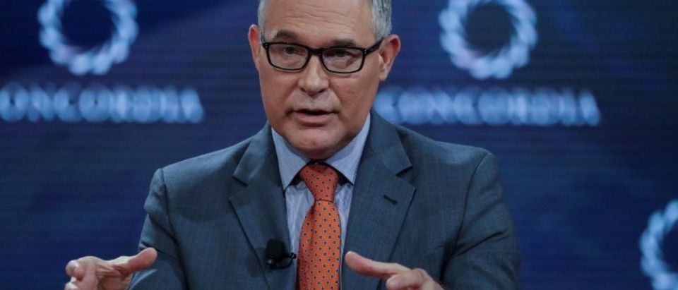 Scott Pruitt, Administrator of the U.S. Environmental Protection Agency, answers a question during the Concordia Summit in Manhattan