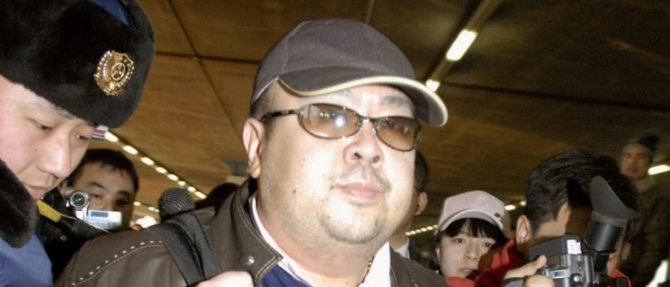 FILE PHOTO - Kim Jong Nam arrives at Beijing airport in Beijing, China, in this photo taken by Kyodo