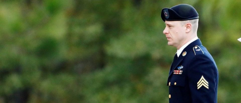 U.S. Army Sergeant Bergdahl arrives at the courthouse for the fifth day of sentencing proceedings in his court martial at Fort Bragg, North Carolina