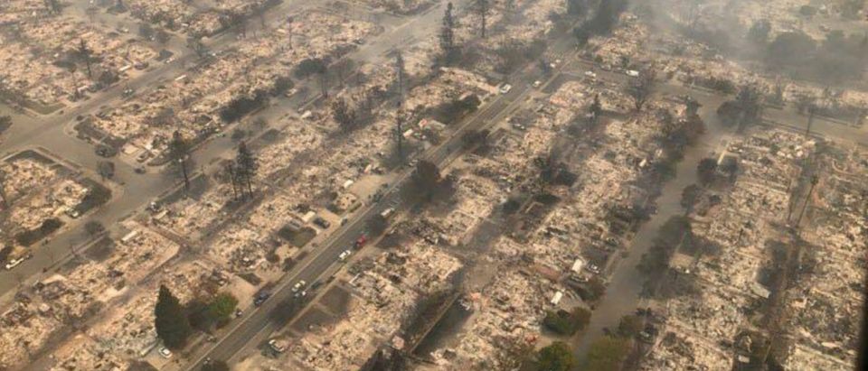 An aerial photo of the devastation left behind from the North Bay wildfires north of San Francisco, California, October 9, 2017. California Highway Patrol/Golden Gate Division/Handout via REUTERS