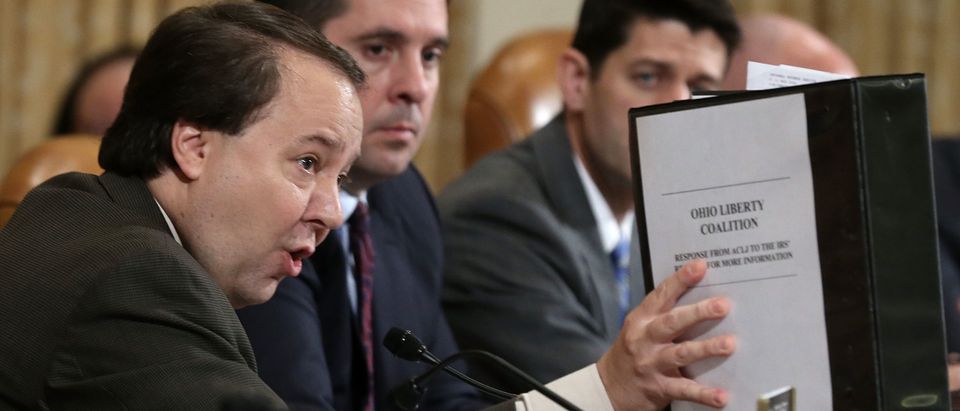 WASHINGTON, DC - MAY 17: (L-R) U.S. Rep. Pat Tiberi (R-OH) speaks as Rep. Devin Nunes (R-CA) and Rep. Paul Ryan (R-WI) look on during a hearing before the House Ways and Means Committee May 17, 2013 on Capitol Hill in Washington, DC. The committee held a hearing to examine the IRS scandal of targeting conservative groups. (Photo by Alex Wong/Getty Images)
