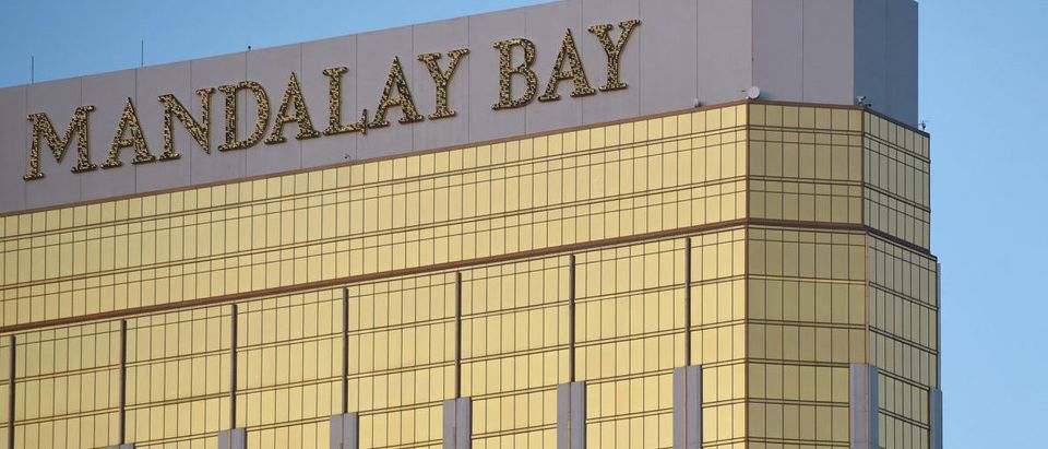 LAS VEGAS, NV - OCTOBER 02: Broken windows are seen on the 32nd floor of the Mandalay Bay Resort and Casino after a lone gunman opened fire on the Route 91 Harvest country music festival on October 2, 2017 in Las Vegas, Nevada. The gunman, identified as Stephen Paddock, 64, of Mesquite, Nevada, allegedly opened fire from the Mandalay Bay Resort and Casino on the music festival, leaving at least 50 people dead and hundreds injured. Police have confirmed that one suspect has been shot. The investigation is ongoing. (Photo by David Becker/Getty Images)