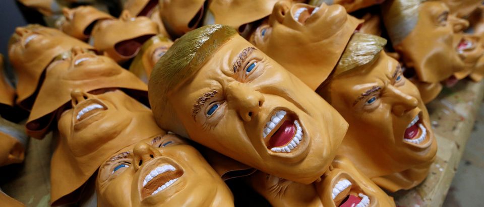 Rubber masks depicting U.S. President-elect Donald Trump are seen at the Ogawa Studios, a mask making company, in Saitama