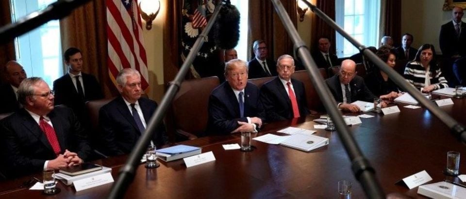 President Trump speaks during a cabinet meeting at the White House. Photo: REUTERS/Kevin Lamarque