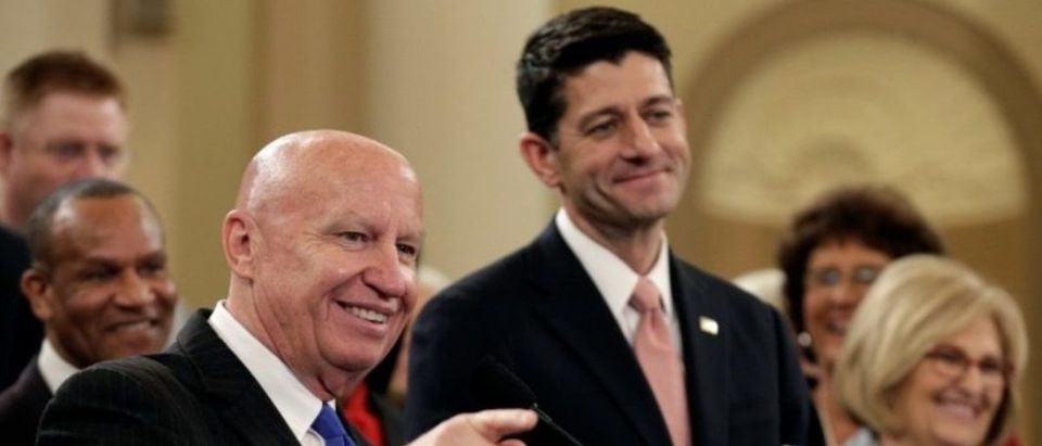 Chairman of the House Ways and Means Committee Kevin Brady (R-TX) and Speaker of the House Paul Ryan (R-WI) and unveil legislation to overhaul the tax code on Capitol Hill in Washington, U.S., November 2, 2017. (Photo: REUTERS/Joshua Roberts)