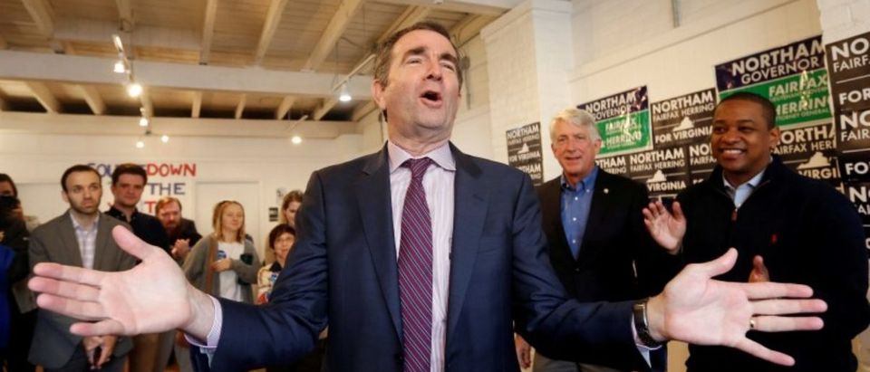 Virginia Lieutenant Governor Ralph Northam greets supporters during a rally in Richmond