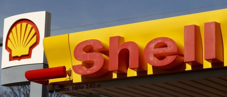 FILE PHOTO: Shell's company logo is pictured at a gas station in Zurich