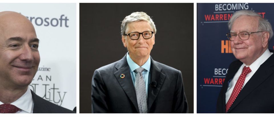 Microsoft founder Bill Gates, Amazon CEO Jeff Bezos, and business magnate Warren Buffett are as wealthy as the bottom half of the U.S. population combined. Left: Jeff Bezos (Photo: MOLLY RILEY/AFP/Getty Images) Center: Bill Gates (Photo by Jamie McCarthy/Getty Images for Bill & Melinda Gates Foundation) Right: Warren Buffett (Photo by Jamie McCarthy/Getty Images)
