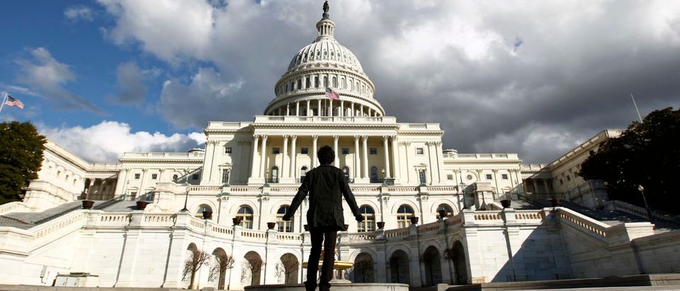A tourist gazes up towards the dome of the U.S. Capitol in Washington January 25, 2010. On Wednesday, U.S. President Barack Obama will deliver his first State of the Union speech in the House Chamber of the Capitol. REUTERS/Kevin Lamarque