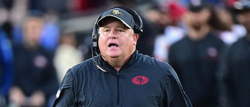 Head coach Chip Kelly of the San Francisco 49ers reacts during the game against the Los Angeles Rams at Los Angeles Memorial Coliseum on December 24, 2016 in Los Angeles. (Photo by Harry How/Getty Images)