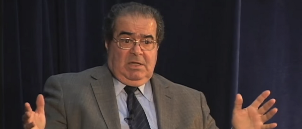 Justice Antonin Scalia speaks at the University of California Hastings College of Law in 2011. (YouTube screenshot/UCTV)