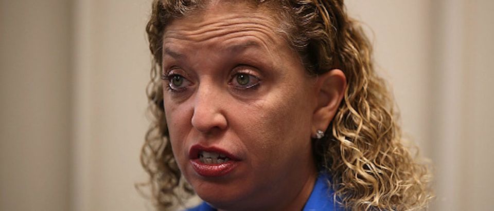 HOLLYWOOD, FL - OCTOBER 31: Rep. Debbie Wasserman Schultz (D-FL) speaks to reporters about Special Counsel Robert Mueller and the events that unfolded in Washington, DC after a press conference at the Broward Regional Health Planning Council about the Affordable Care Act on October 31, 2017 in Hollywood, Florida. Rep. Wasserman Shultz addressed the 2018 Open Enrollment period that begins tomorrow. The deadline to sign up was January 31, 2018 but the Trump administration has cut it back to December 15, 2017. (Photo by Joe Raedle/Getty Images)