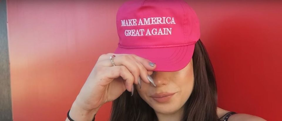 Woman gets attacked for wearing a MAGA hat around Hollywood/ screenshot via YouTube