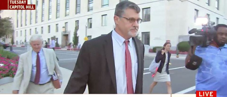 Fusion GPS co-founder Glenn Simpson after Aug. 22, 2017 interview with Senate Judiciary Committee. (Photo: Screenshot/MSNBC)
