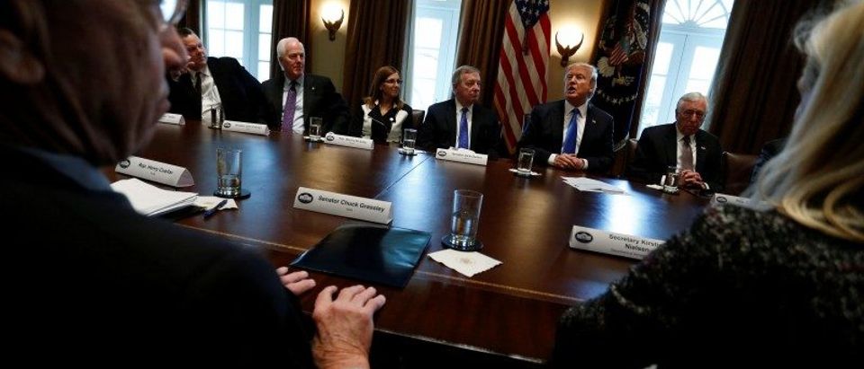 Trump holds a bipartisan meeting with legislators on immigration reform at the White House in Washington