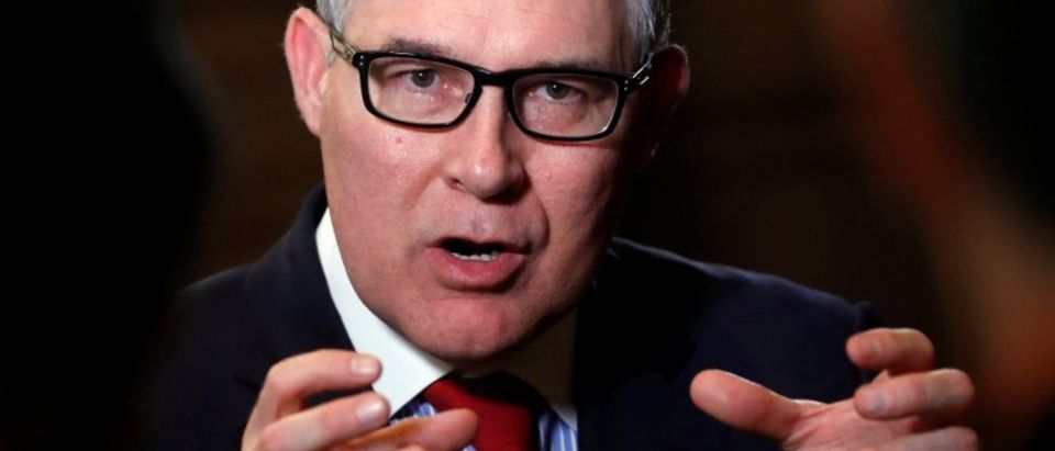 Environmental Protection Agency Administrator Scott Pruitt speaks during an interview with Reuters journalists in Washington, U.S., January 9, 2018. (Photo: REUTERS/Kevin Lamarque)
