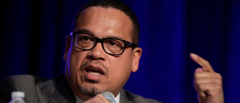 Rep. Keith Ellison (D-MN), a candidate for Democratic National Committee Chairman, speaks during a Democratic National Committee forum in Baltimore, Maryland.