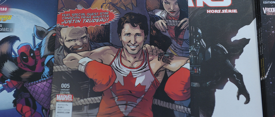 The cover of US publisher Marvel's comic book, featuring Canadian Prime Minister Justin Trudeau as a super hero in front of a newstand in Montreal, Canada on Aug. 31, 2016. Canadian Prime Minister Justin Trudeau takes the role of a superhero in a comic book by US publisher Marvel released on newsstands August 31 in Canada. - MARC BRAIBANT—AFP/Getty Images