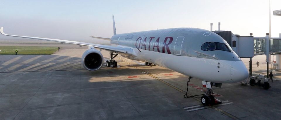 An Airbus A350 XWB is pictured on the tarmac during the first delivery of this new passenger jet at Qatar Airways in Toulouse