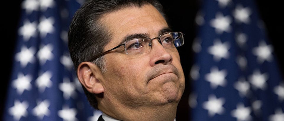 WASHINGTON, DC - MAY 11: Rep. Xavier Becerra (D-CA) listens during a news conference to discuss the rhetoric of presidential candidate Donald Trump, at the U.S. Capitol, May 11, 2016, in Washington, DC. Donald Trump is scheduled to meet with Speaker of the House Paul Ryan on Thursday near Capitol Hill. (Photo by Drew Angerer/Getty Images)