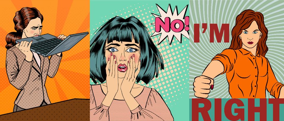 pop art frustrated feminists collage Shutterstock/Ellen Bronstayn, Shutterstock/ivector, Shutterstock/ivector
