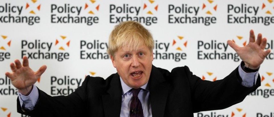 Britain's Foreign Secretary Boris Johnson delivers a speech on Brexit at the Polixy Exchange in central London