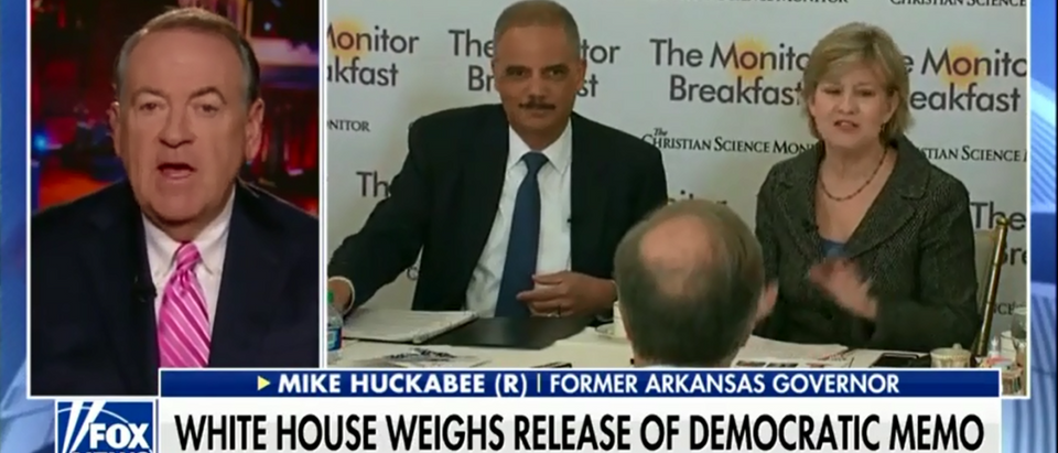 Mike Huckabee Slams 'Dishonest' Eric Holder - Fox News America's Newsroom 2-8-18